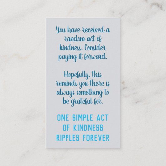 Random Act of Kindness Pay it Forward Winter Snow 名刺 (裏面)