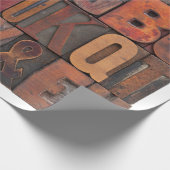 random alphabet letters - vintage letterpress wood ラッピングペーパー (角)