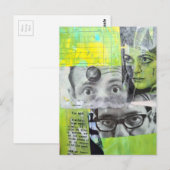 Random Collage of  Vintage Faces Green Yellow  ポストカード (正面/裏面)