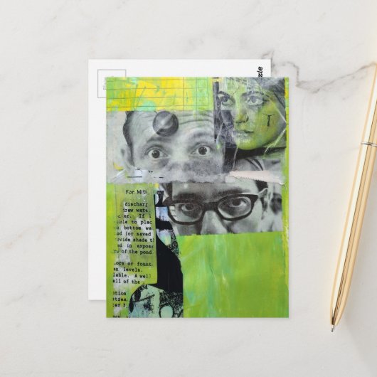 Random Collage Vintage Faces ポストカード (正面/裏面インサイチュ)