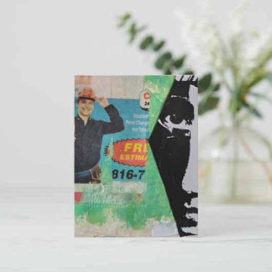 Random Collage Working Man and a Face ポストカード (スタンド正面)