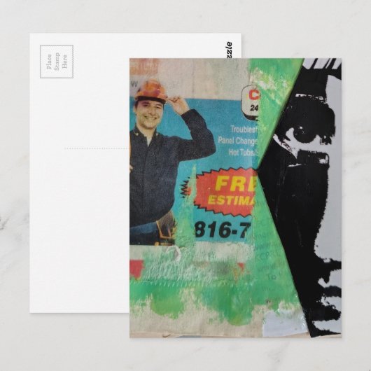 Random Collage Working Man and a Face ポストカード (正面/裏面)