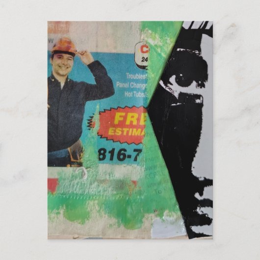 Random Collage Working Man and a Face ポストカード (正面)