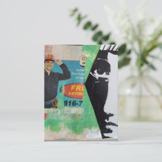 Random Collage Working Man and a Face ポストカード (スタンド正面)