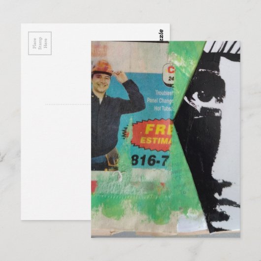 Random Collage Working Man and a Face ポストカード (正面/裏面)