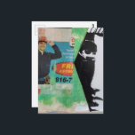 Random Collage Working Man and a Face ポストカード<br><div class="desc">A mixed media collage made and photographed by Angelandspot in the year 2026 with a section of a phone book and a random face</div>