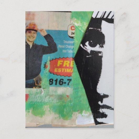 Random Collage Working Man and a Face ポストカード (正面)