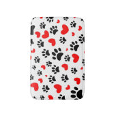 Random Dog Paw Prints And Red Hearts Canine Art バスマット (正面縦)