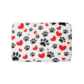 Random Dog Paw Prints And Red Hearts Canine Art バスマット (正面)