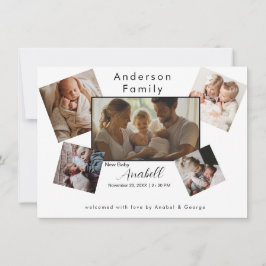 Random Family Photo Collage Birth Announcement  案内状