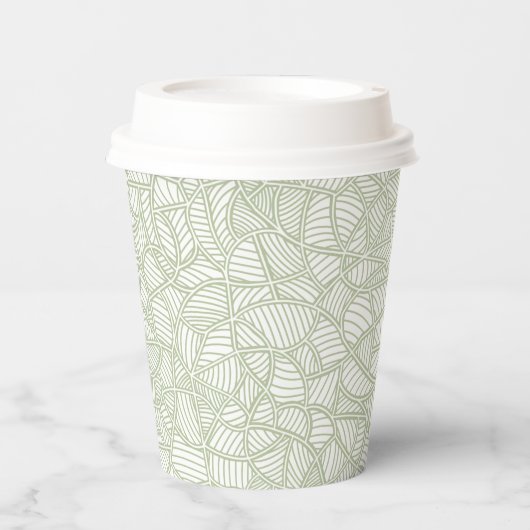Random Leaf Mosaic Pale Green 紙コップ (正面)