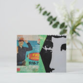 Random Mixed Media Collage Working Man and a Face ポストカード (スタンド正面)
