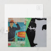 Random Mixed Media Collage Working Man and a Face ポストカード (正面/裏面)