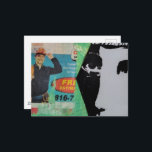 Random Mixed Media Collage Working Man and a Face ポストカード<br><div class="desc">A mixed media collage made and photographed by Angelandspot in the year 2026 with a section of a phone book with a man in an orange hardhat and a random face</div>