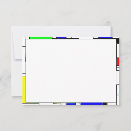 Random Squares Homage To Mondrian ノートカード (正面)
