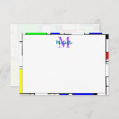 Random Squares Homage To Mondrian Personalized ノートカード (正面/裏面)