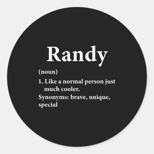 Randy Name Definition Funny D  ラウンドシール (正面)
