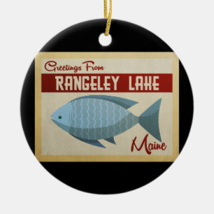 Rangeley湖のメインの魚のヴィンテージ旅行 セラミックオーナメント