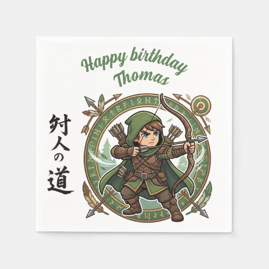 Ranger Archer RPG Hunter Anime Chibi Game Birthday スタンダードカクテルナプキン (正面)