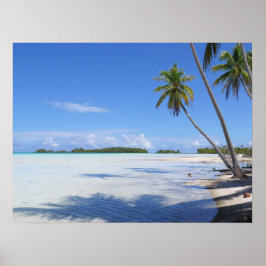 Rangiroa Blue Lagoon Palm trees ポスター