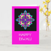 Rangoliパターンが付いているDiwaliの挨拶状 カード (黄色い花)