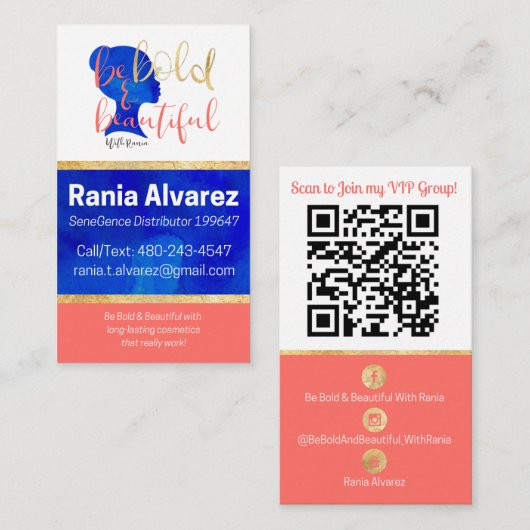 Raniaのために確保される 名刺 (正面/裏面)