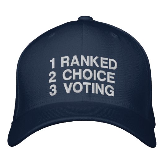 Ranked Choice Voting 刺繍入りキャップ (正面)