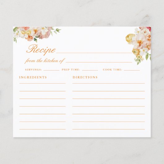 Ranunculus Bridal Shower Recipe Card (正面)