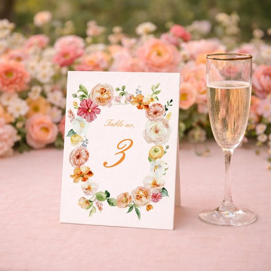 Ranunculus Floral Wedding Table Numbers Cards 招待状