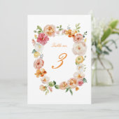 Ranunculus Floral Wedding Table Numbers Cards 招待状 (スタンド正面)