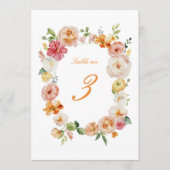 Ranunculus Floral Wedding Table Numbers Cards 招待状 (正面)