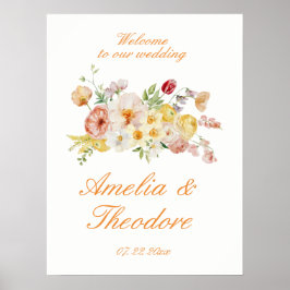 Ranunculus Garden Wedding Welcome Sign ポスター