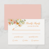 Ranunculus Summer Garden Floral Wedding RSVP Card エンクロージャーカード (正面/裏面)