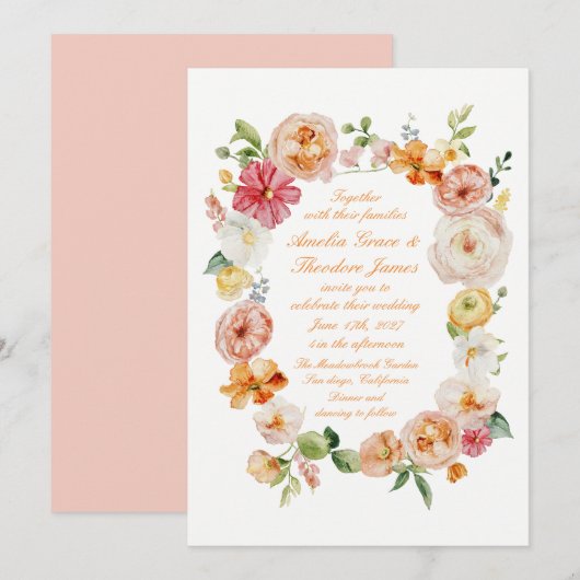 Ranunculus Summer Garden Wedding Invitation 招待状 (正面/裏面)