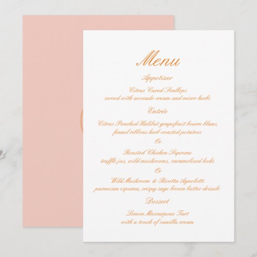 Ranunculus Summer Garden Wedding Menu Card 招待状 (正面/裏面)