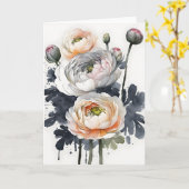 Ranunculus - Watercolor flowers カード (黄色い花)