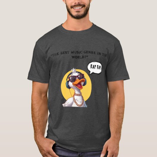 Rap Rap Duck HipHop DJ Cartoon with Headphones boy Tシャツ (正面)