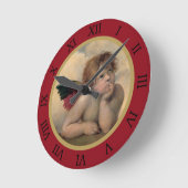 RaphaelによるSistineマドンナの天使 ラウンド壁時計 (傾斜)
