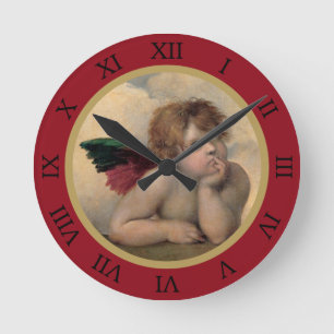 RaphaelによるSistineマドンナの天使 ラウンド壁時計