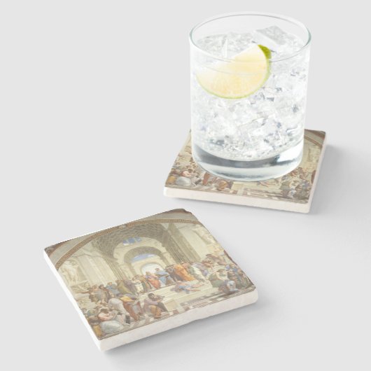 Raphaelのアテネの学校 ストーンコースター (横)