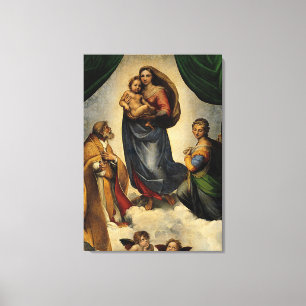 Raphaelのクラシックな"Sistineマドンナ" (1513年頃) キャンバスプリント