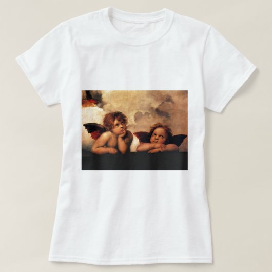 Raphaelの天使Sistineマドンナ2つの天使 Tシャツ (デザイン正面)