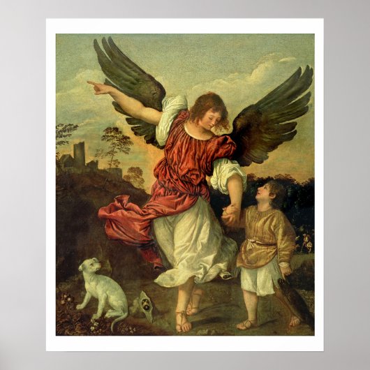 Raphael and Tobias, 1507-8 (パネル上の油) ポスター (正面)