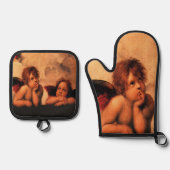 Raphael Angelic Cherub Art 鍋つかみ&鍋敷きセット (正面)