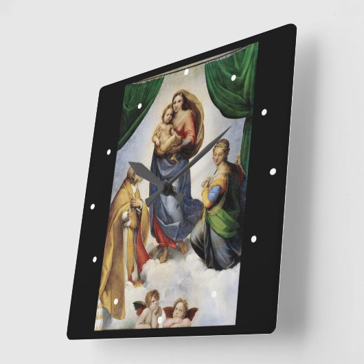 Raphael , Sistine Madonna スクエア壁時計 (傾斜)