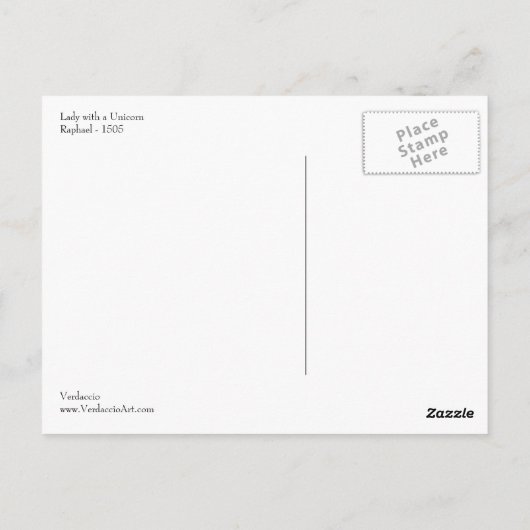 Raphael's Lady with a Unicornポストカード ポストカード (裏面)