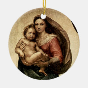 Raphael's "Sistineマドンナ"の詳細(1513年頃) セラミックオーナメント