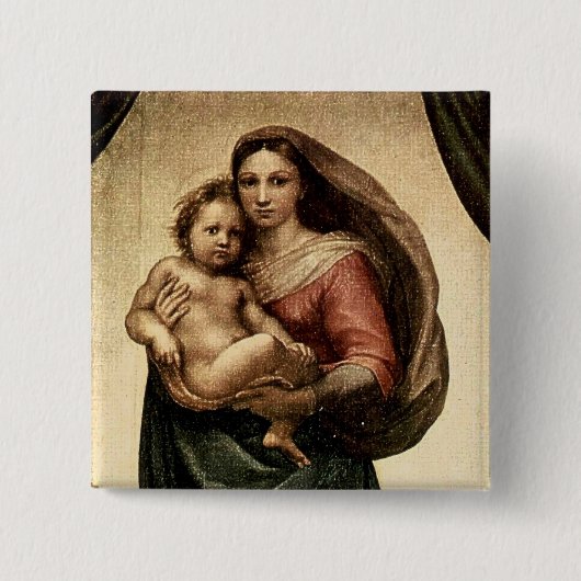 Raphael's "Sistineマドンナ"の詳細(1513年頃) 缶バッジ (正面)