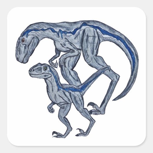 Raptor dinosaur infant newborn boy girl スクエアシール (正面)