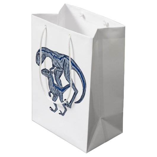 Raptor dinosaur infant newborn boy girl ミディアムペーパーバッグ (裏面アングル)